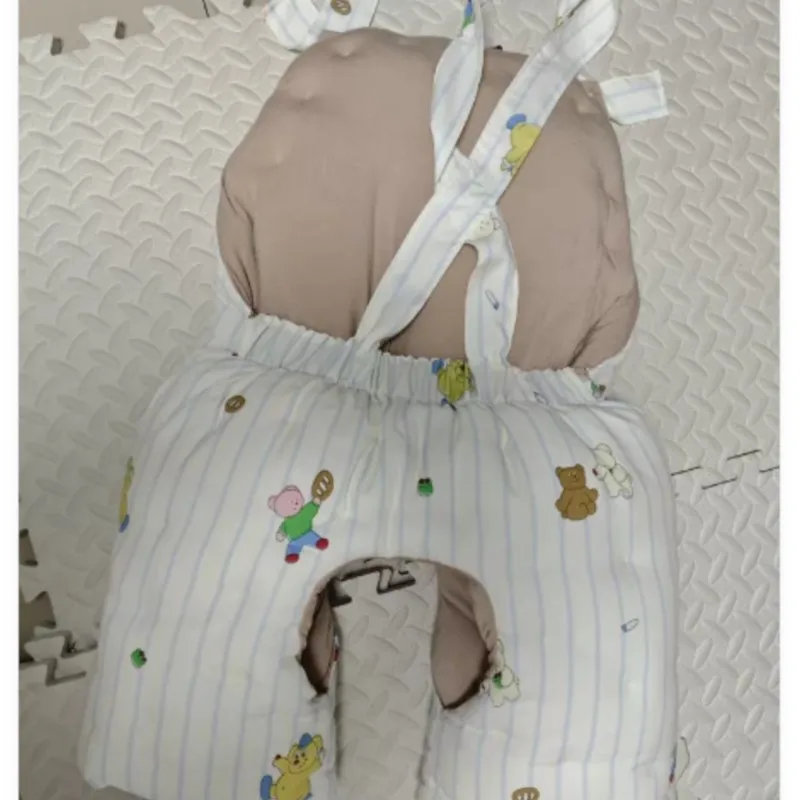Adult 3-layer Washed Cotton Jumpsuit ABDL Thickened Soft Fluffy Open Crotch Diaper Suspenders Pajamas Cartoon Pattern Playsuits