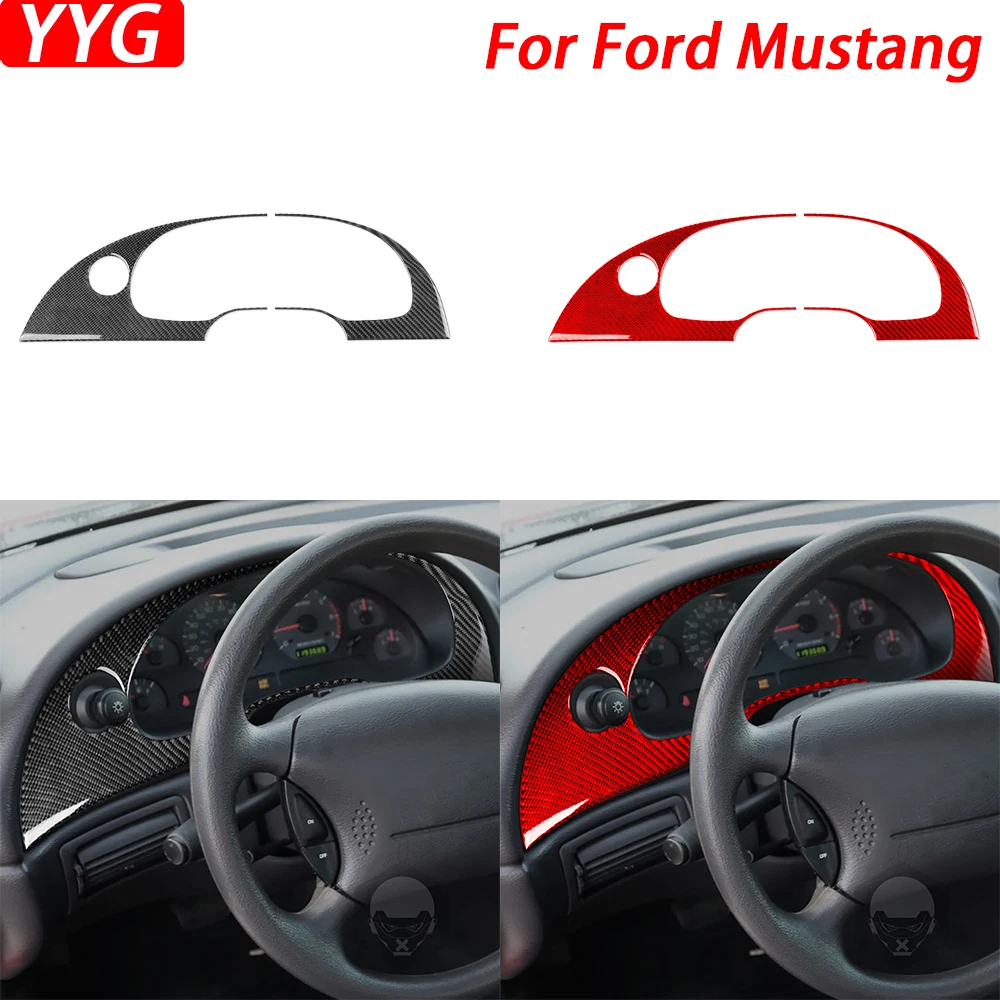 

For Ford Mustang 2001-2004 Carbon Fiber Dashboard Speedometer Panel Modified Cover Car Interior Decoration Accessories Sticker