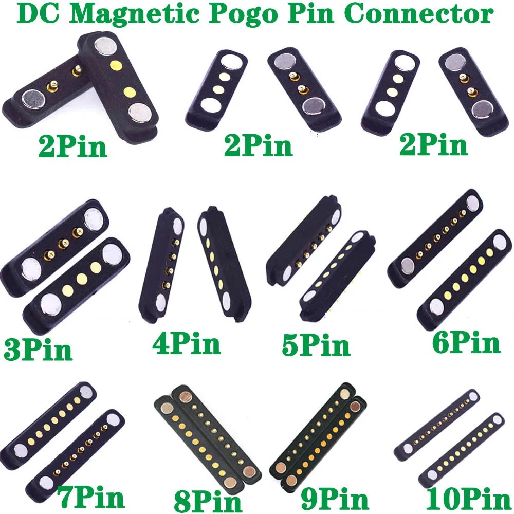 

DC Magnetic Pogo Pin Connector 2Pin 3Pin 4Pin 5Pin 6Pin 7P 8P 9P 10Pin Male Female Spring Loaded DC Power Socket Straight Needle