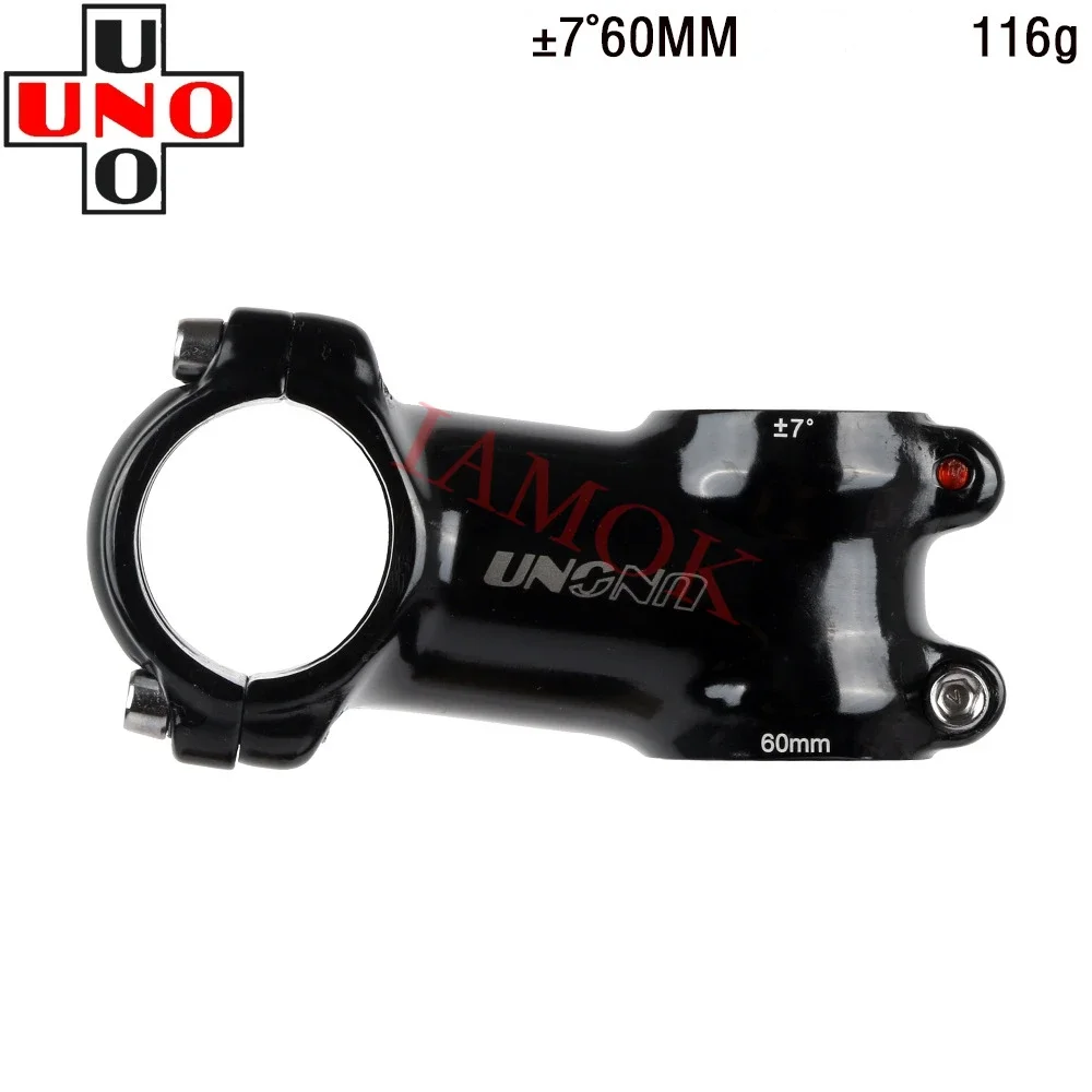 

UNO AS-007N Bike Glossy Black Stem 31.8x28.6mm Iamok 7/17 Degree 60-130mm Stems Ultra Light Gray Logo Bicycle Parts