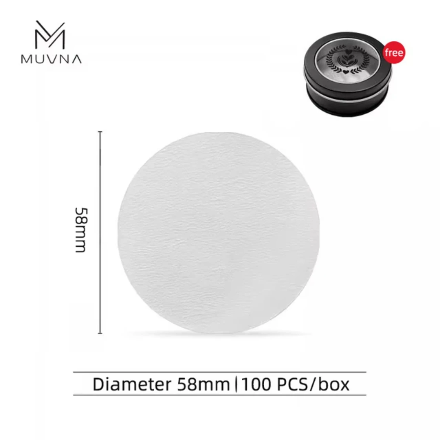 MUVNA papier filtre à café jetable 100 pièces papier filtre à poignée de Machine à café expresso avec 51MM 53MM 58MM blanc