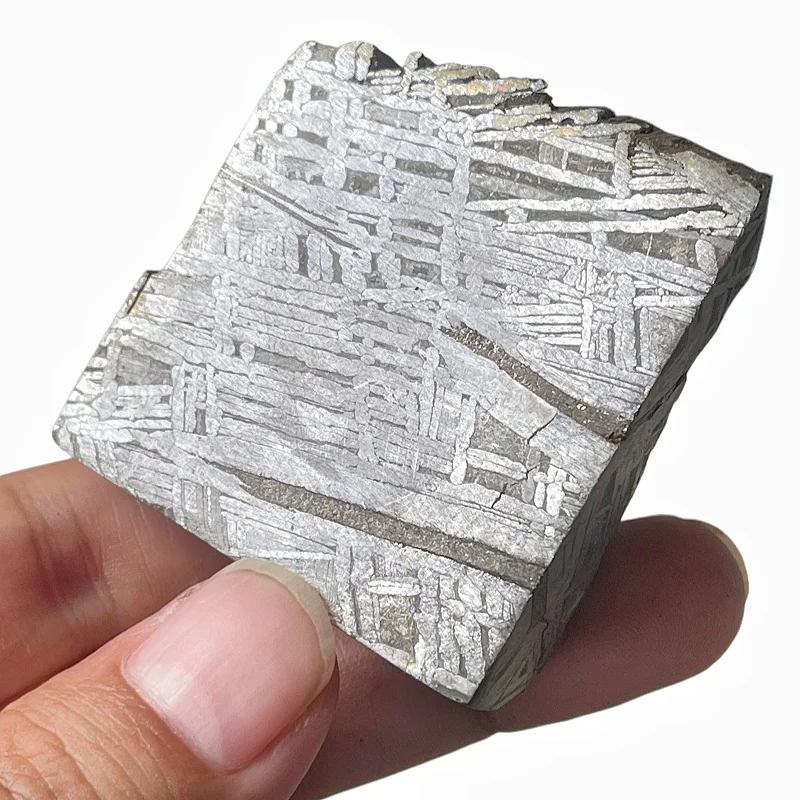 Genuine Muonionalusta Meteorite Square Slab Clear Widmanstätten Veins Natural Interlayer Raw Crust for Collectors TC799
