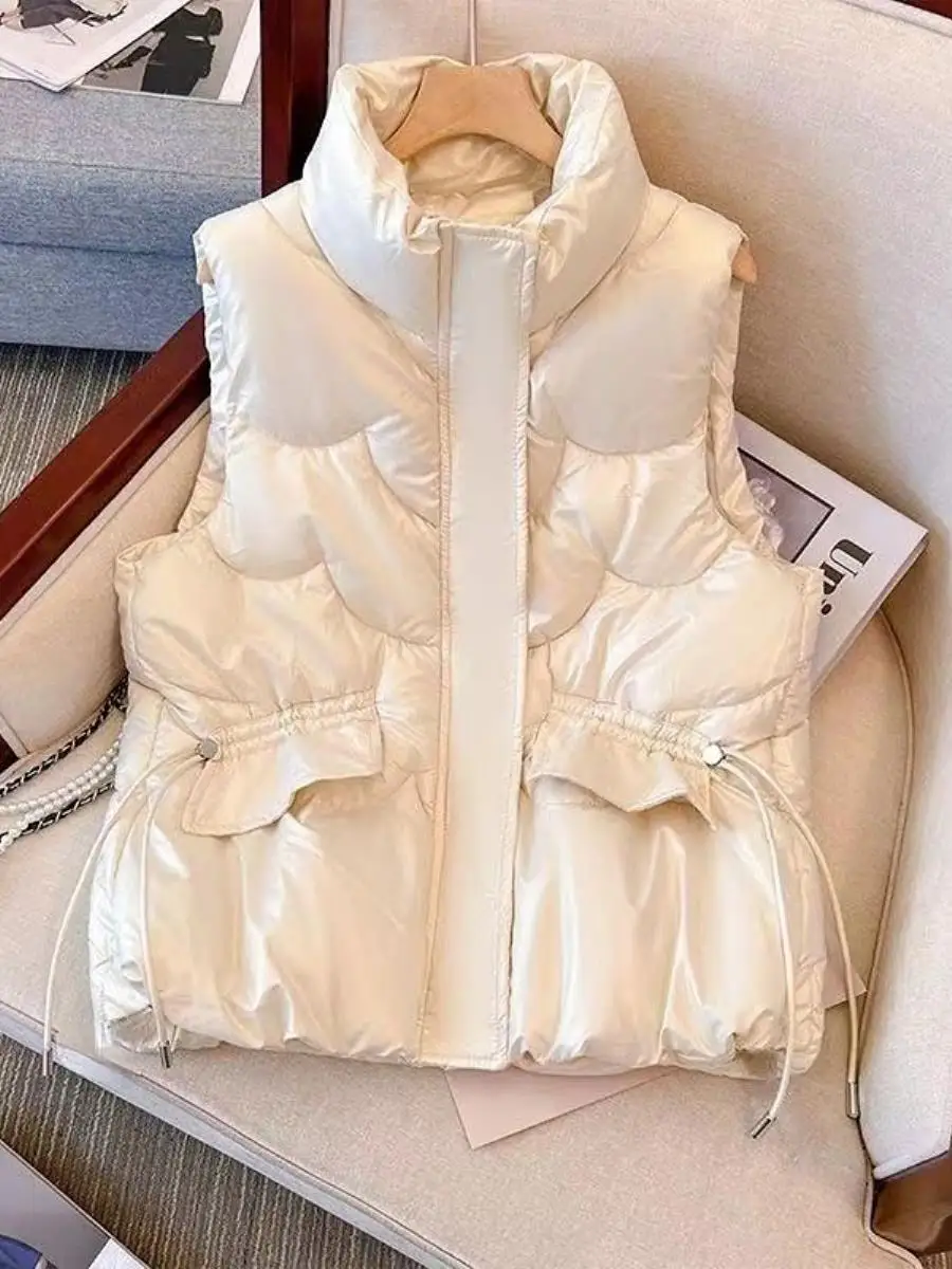 เสื้อกั๊กผ้าฝ้ายทรงหลวมสำหรับผู้หญิง แฟชั่นทันสมัย พร้อมแผ่นรองไหล่ อเนกประสงค์ ใส่ได้หลากหลายโอกาส ลายทาง...