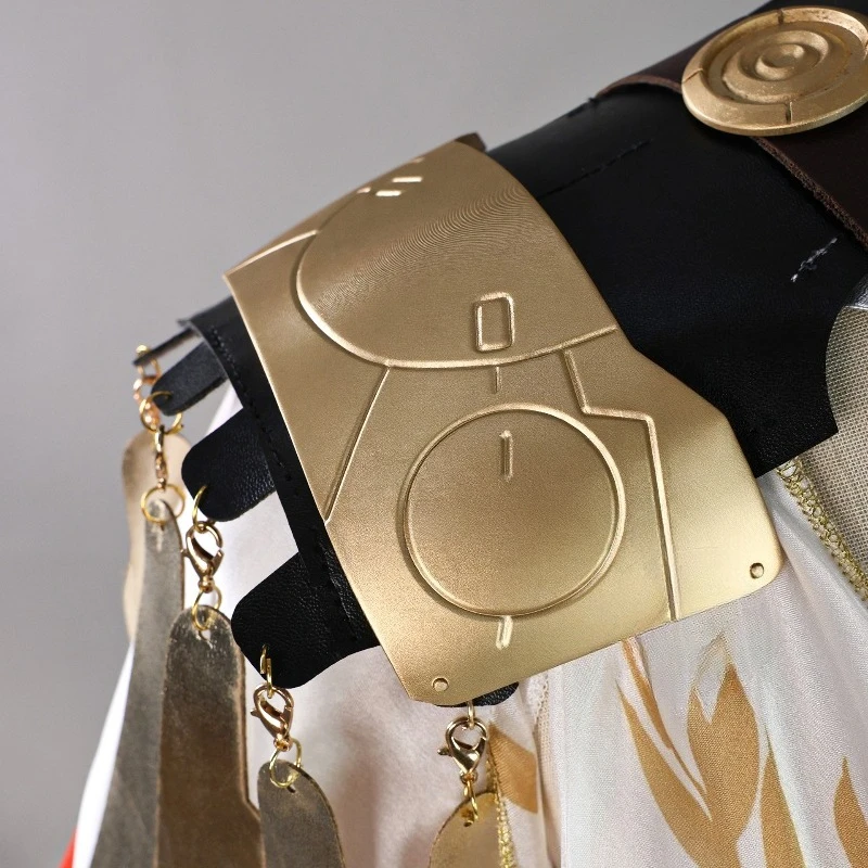 AUGUSTA زي لعبة Wuthering Waves تأثيري الذهب الأبيض لعب الأدوار الزي الأحمر شعر مستعار مجموعة كاملة للنساء حفلة الهالوين