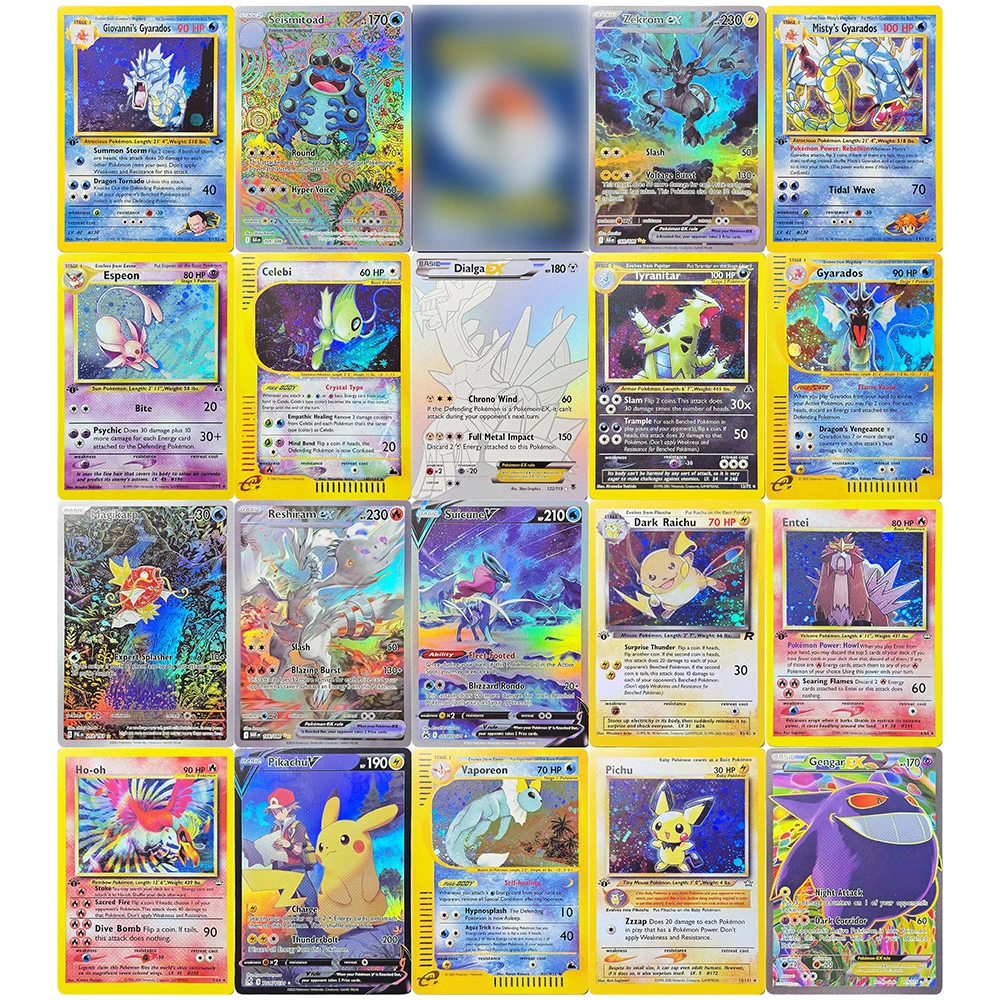 Tarjetas de juego PKM Proxy Gyarados Vaporeon Misty s Gyarados Pichu Pichu Ho-oh DialgaEX GengarEX Hydreigonex Kyuremex Magikarp