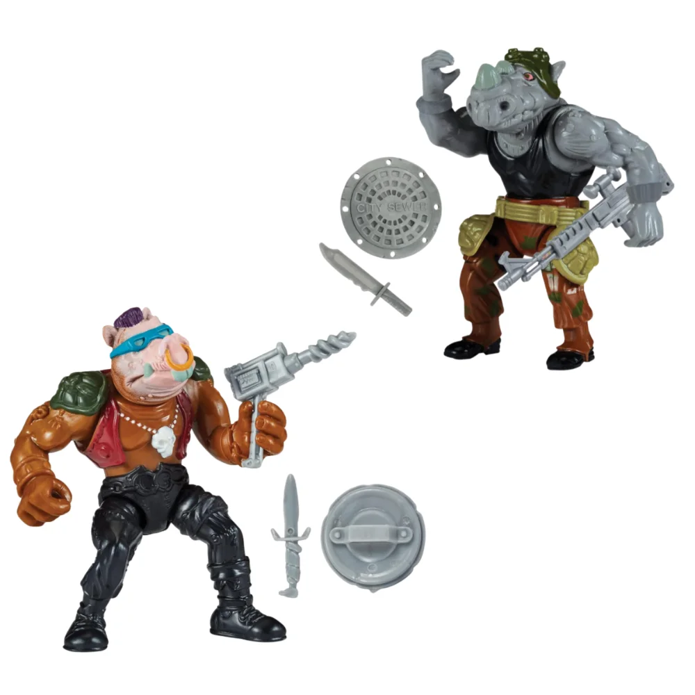 Tortugas Ninja Mutantes Adolescentes: Figura Clásica Original de 4” de Bebop Rocksteady de Playmates Toys