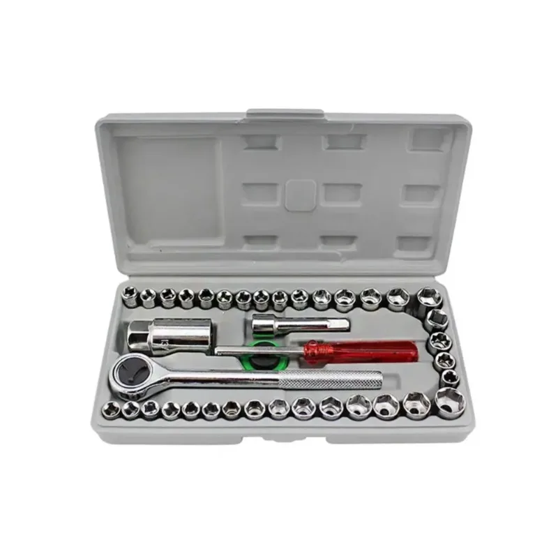 New 40Pcs/Set Car Vehicle Tool-box Socket Wrench Combination Repair Hand Tools Kit  Auto Repairing Tool Set