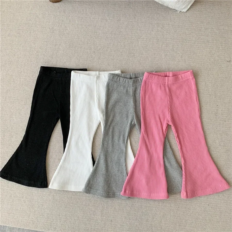 

Knitted Bell Bottoms Girls Pit Stretch Leggings Slim Pants Children Clothes Spring Knitted Bell Bottoms Toddler Girl Flare Baby