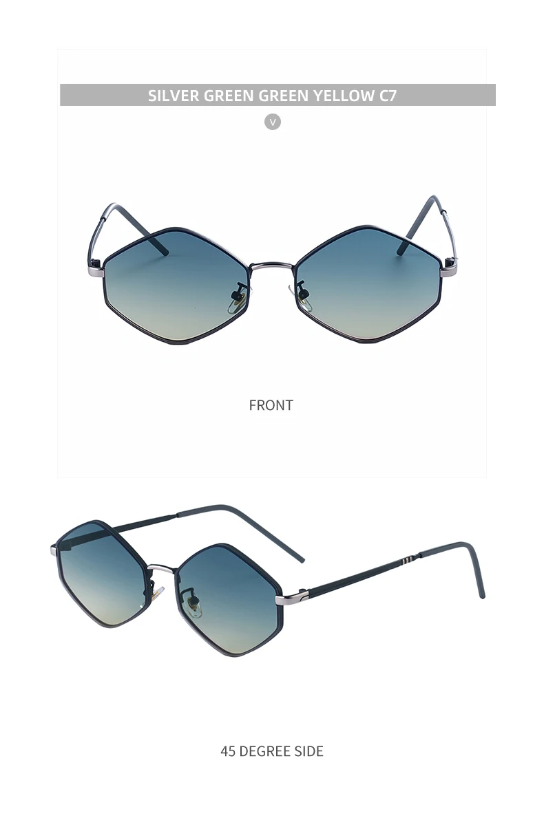 Kleine Sechseckige Punk-Sonnenbrille für Damen 2026 Luxusmarke Klassische Steampunk Polygon-Sonnenbrille für Damen Vintage-Schattierung – Detail 17