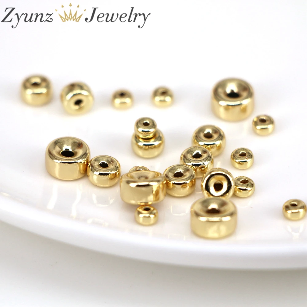 

200pcs, Flat Round Rondelle 4mm 6mm 8mm Solid Brass Metal Gold Color Loose Spacer Crafts Beads lot for Jewelry Making Findings