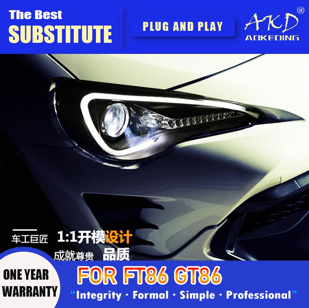 

AKD Head Lamp for Subaru BRZ LED Headlight 2012-2018 Headlights FT86 GT86 DRL Turn Signal High Beam Angel Eye Projector Lens