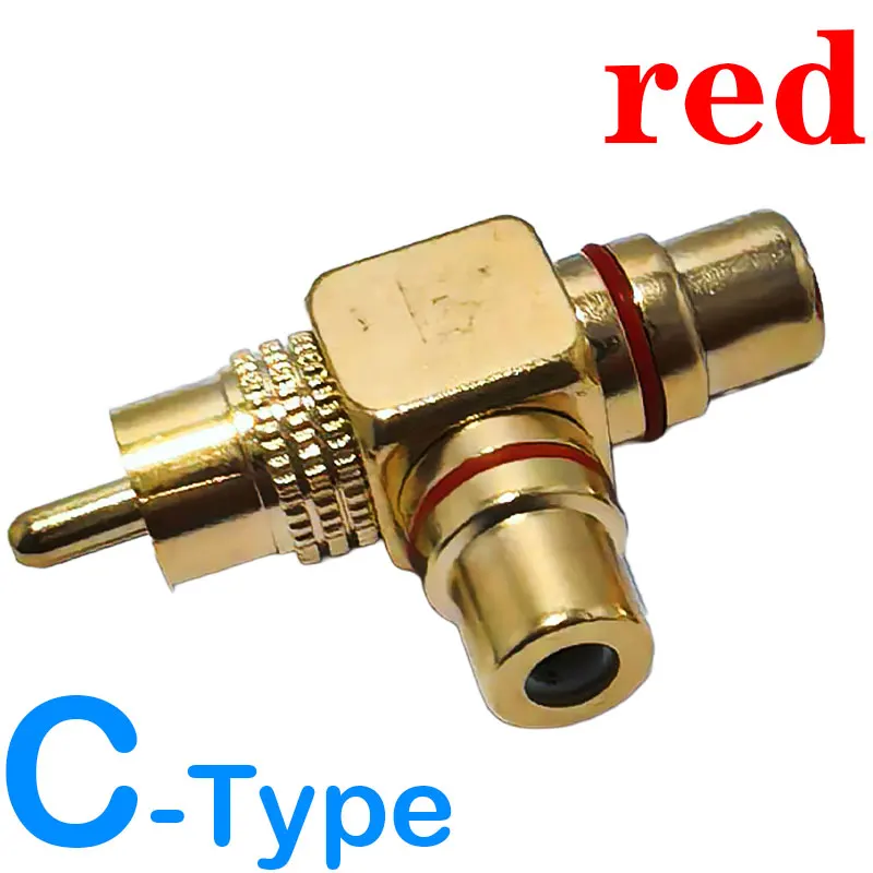 RCA Male To RCA Female Lotus Connector Tee Type 3Way Splitter  Converter Adapter Gold Plated Copper Brass