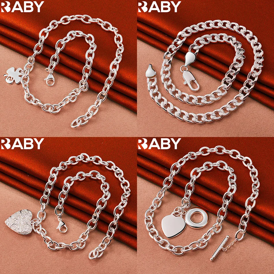 

URBABY 925 Sterling Silver 45cm Geometric Necklace For Women Men Charm Trend Birthday Gifts Fashion Party