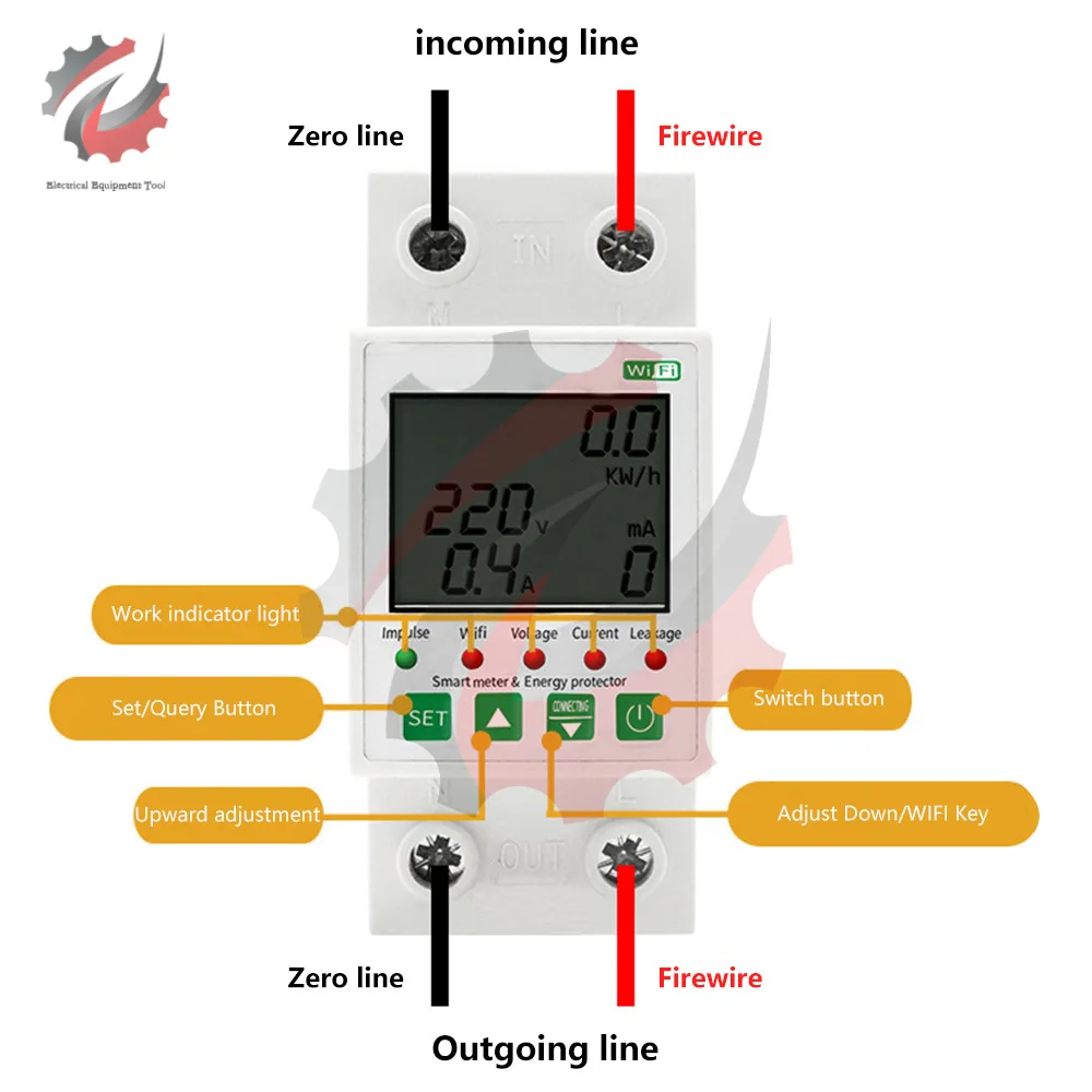 Smart Energy Monitor Switch Breaker Meter Timer WiFi AC Power Electricity Usage Over Current Voltage Protection for Smart Home