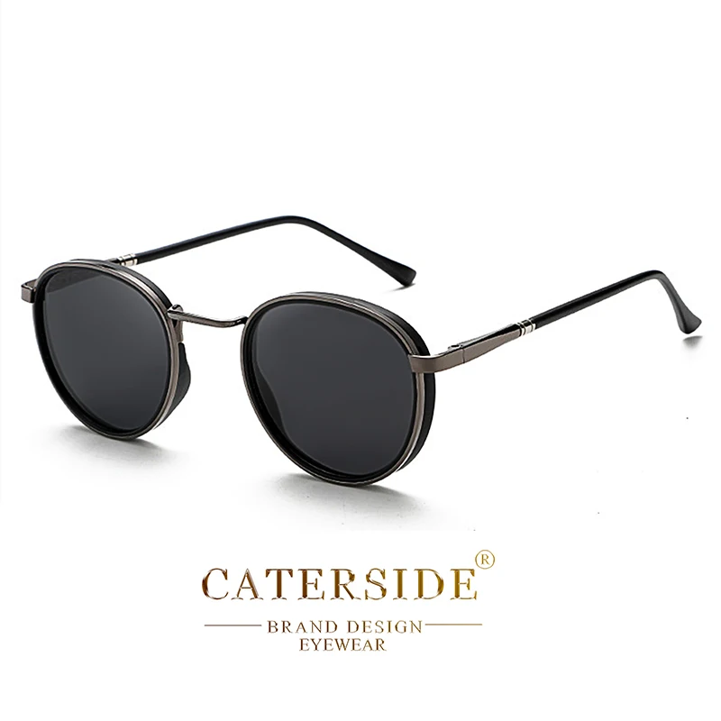 Caterside Retro Polarisierte Runde Sonnenbrille für Herren, Steampunk TR Metallrahmen Sonnenbrille für Damen, Fahren, Angeln, Party, UV400-Schutz – Detail 7
