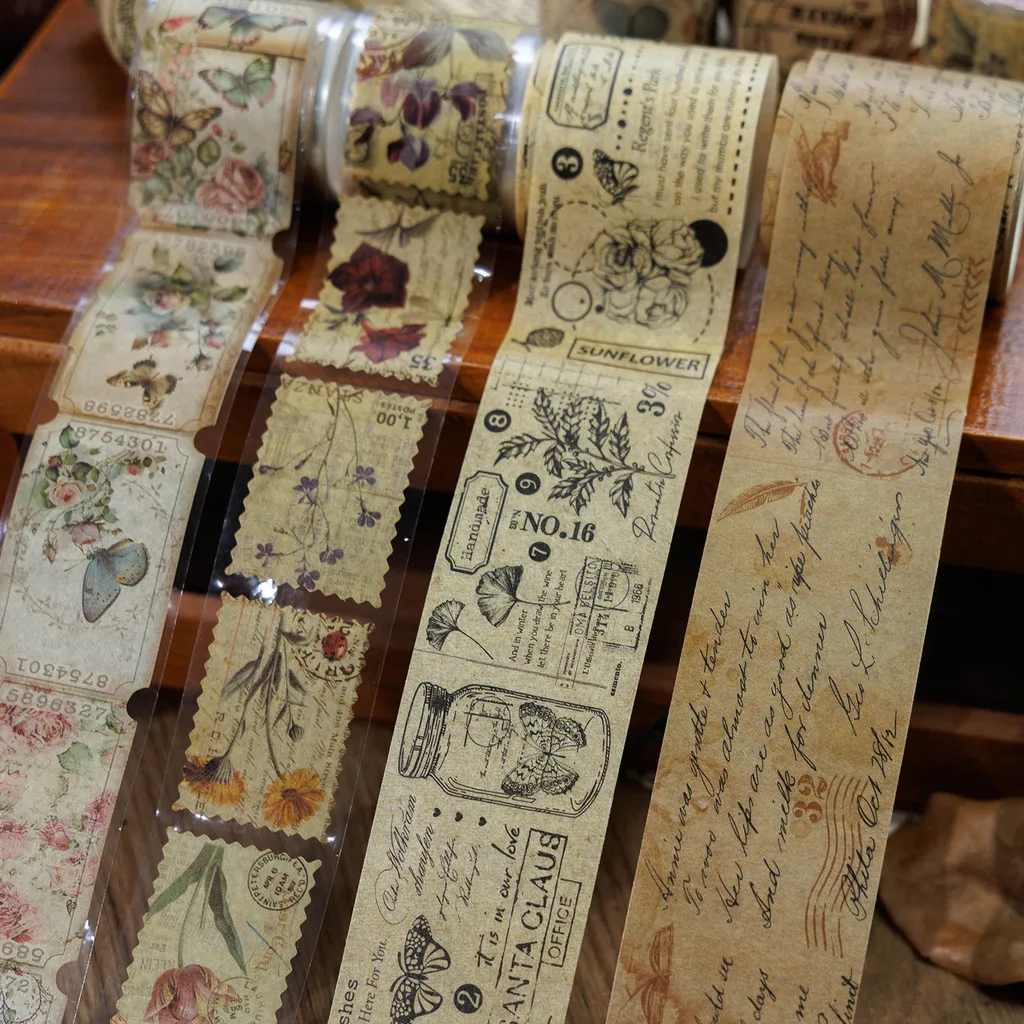 

Journamm 35mm/40mm*2m Washi Paper Tape Vintage Butterfly Floral Decor Junk Journal DIY Scrapbooking Supplies Stationery Tapes