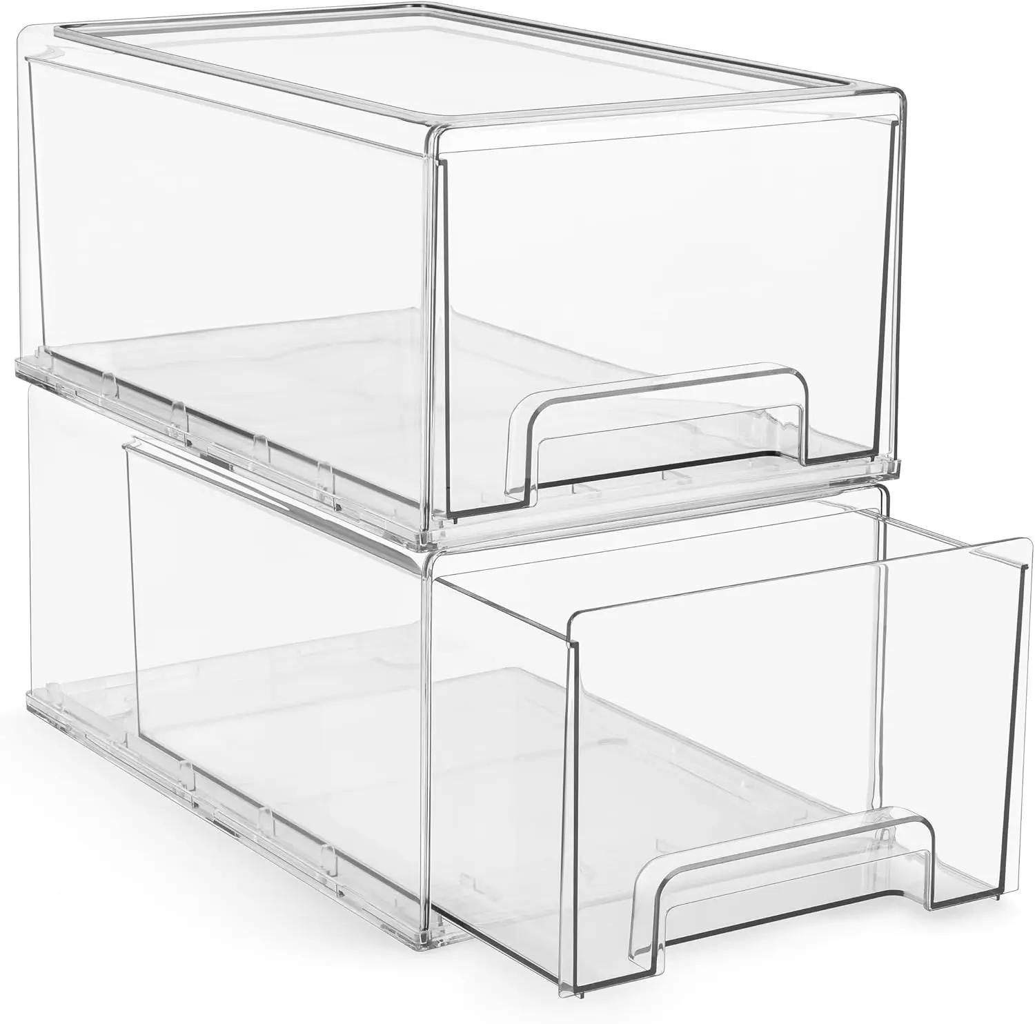 Large Clear Stackable Storage Drawers–2-Pack Plastic Drawers for Closet Organizers and Storage,Deep Storage Drawers Organization