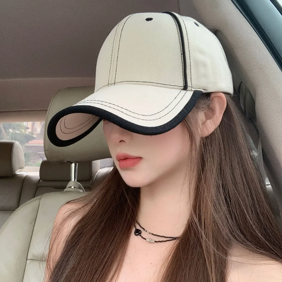 Korean Light Plate Contrasting Color Baseball Cap Children's Spring Big Head Circumference Versatile Hemming Hard Top Cap Fashion Shows Small Face