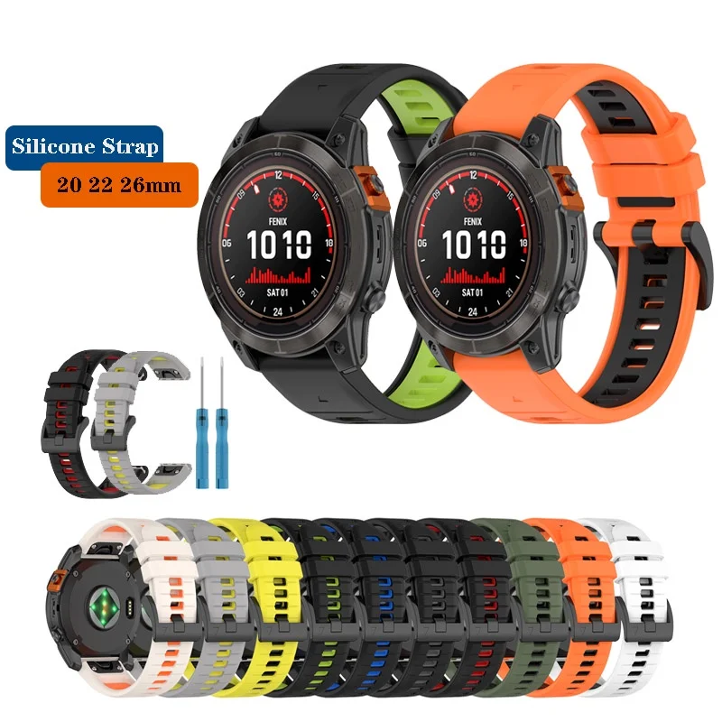 

20mm 22mm 26mm Silicone Quick Fit Strap for Garmin Fenix 3 5 6 7 5X 6X 7X 5S 6S 7S Pro plus,instinct 2,Forerunner 745 935 945 95