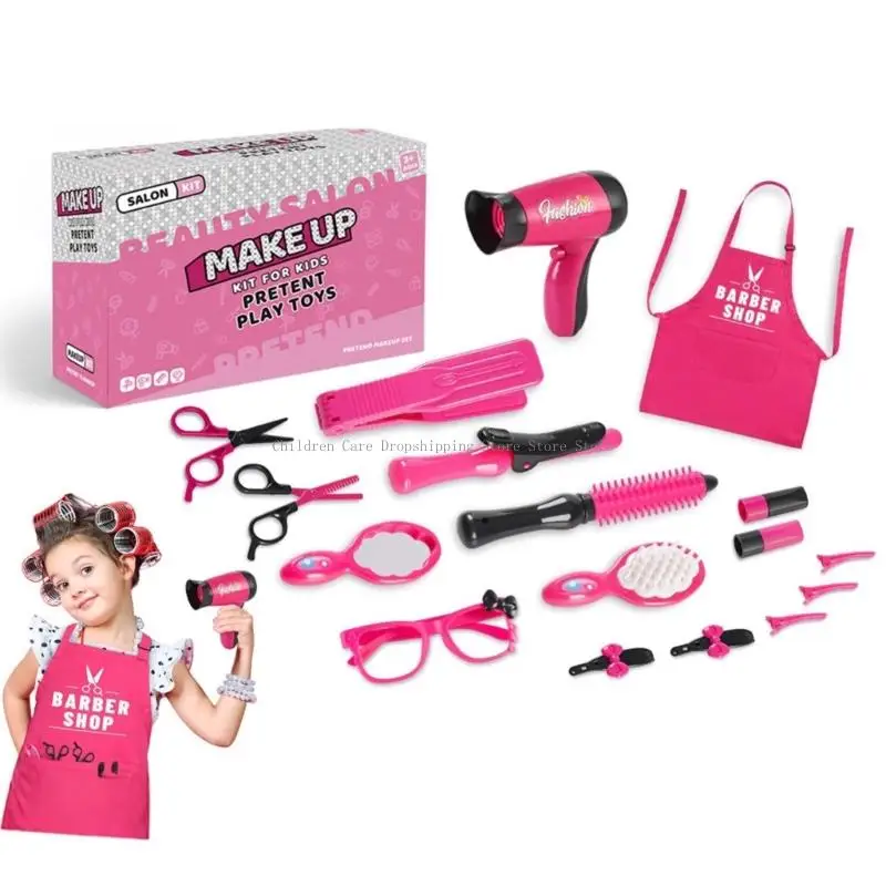 Doe alsof het kapselsalonpakketten voor kinderen spelen voor kinderen met stylinggereedschap Haardroger veilig plastic peuter