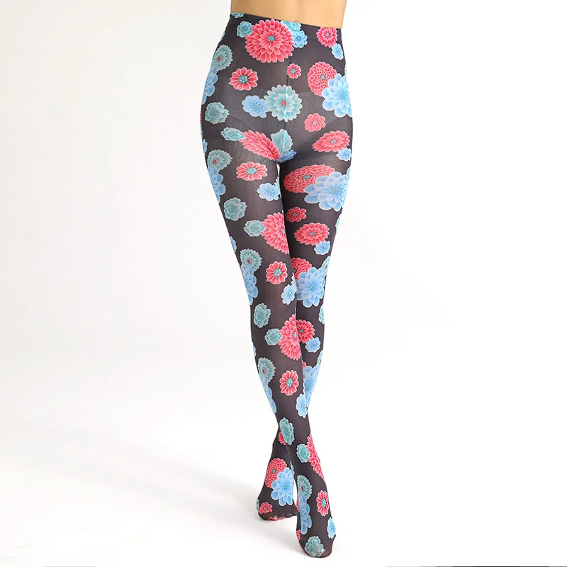 Spring and summer thin print pantyhose Joker flower Butterfly print stockings women socks snag-proof multi-styles.