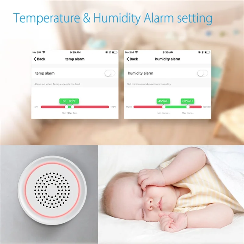 Tuya Wifi Smart USB Sirene Alarm Sensor Sound & Light Alarm Temperature & Humidity Sensor 3 In 1 For Alexa-Hot