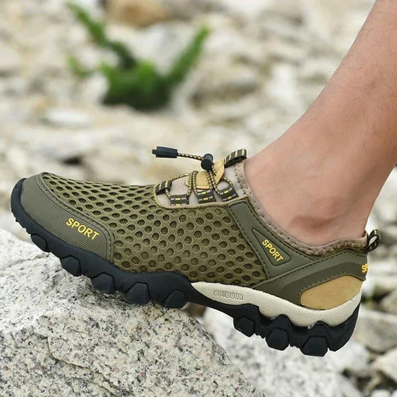 Mens Mountain Trekking Shoes Summer Mesh Breathable Men Hiking Shoes Outdoor Men Sneakers Men Sport Shoes Quick-dry Water Shoes