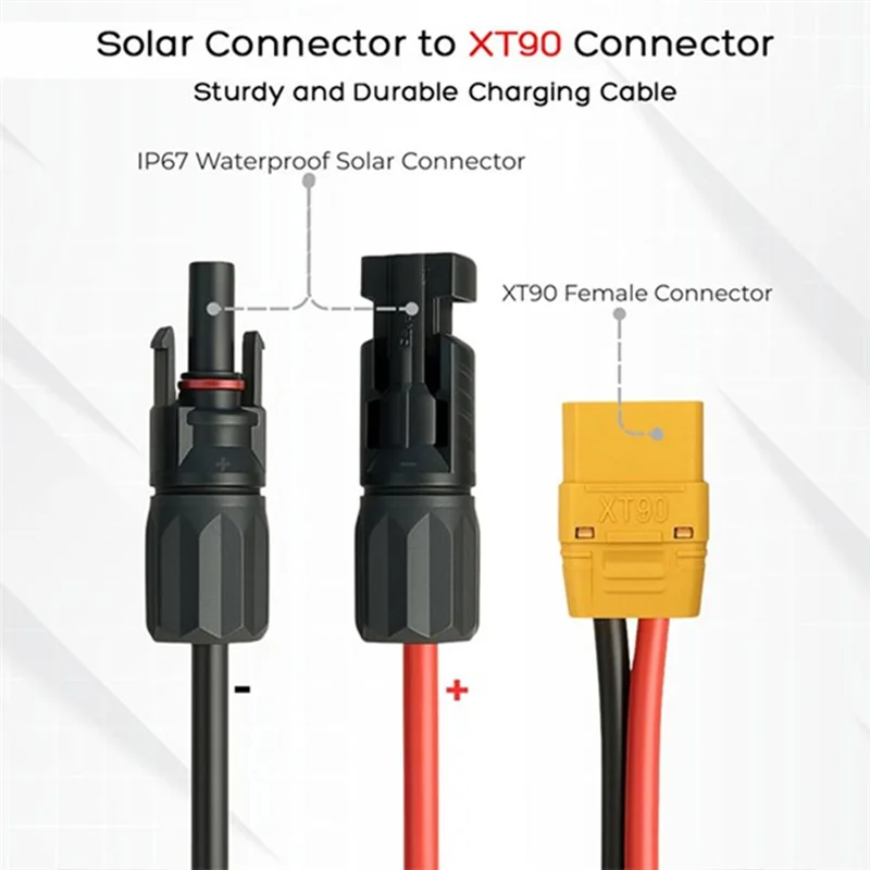 B86B-موصل اللوحة الشمسية 10AWG 2M إلى XT90 شاحن أنثي كابل شحن لمحطة الطاقة المحمولة بطارية ليثيوم بدون طيار