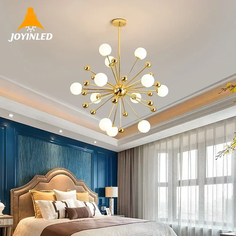 Modern Home Decor Led Chandelier Restaurant Room Pendant Lamp Metal Acrylic Lampshade Artificial Satellite 12 G9 Lights Fixtures