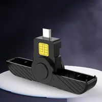 Portable Smart Card Reader Type-C ID CAC Card Reader ATM Card Visa Reader for SIM Chip ID Card for Government ID ActivClient AKO