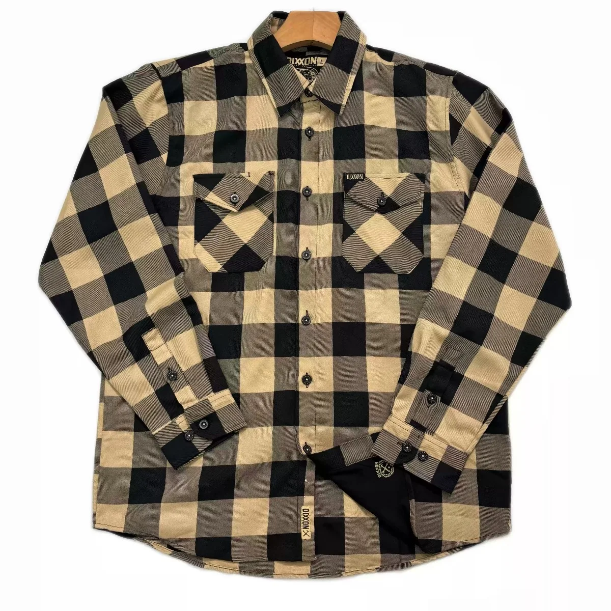 Dixxon Men's Flannel Shirt: Khaki Black Buffalo Plaid Button Down - Oversized Hip Hop & Western Streetwear Shacket