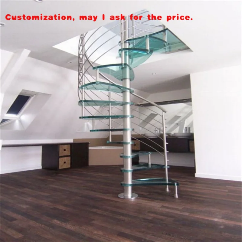 

на заказ. Современные минималистичные стеклянные ступеньки, качество лестницы, гарантия качества, новая установка в помещении, перила шпинделя по акции