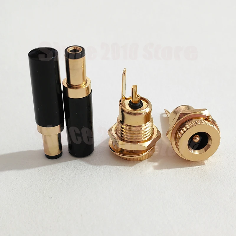 Cltgxdd 1 Stück Kupfer Vergoldeter DC5.5 * 2.1/2.5 DC099 20A Hochstrom-DC-Stromanschluss DIY Schweißdraht DC-Buchsenstecker – Detail 9