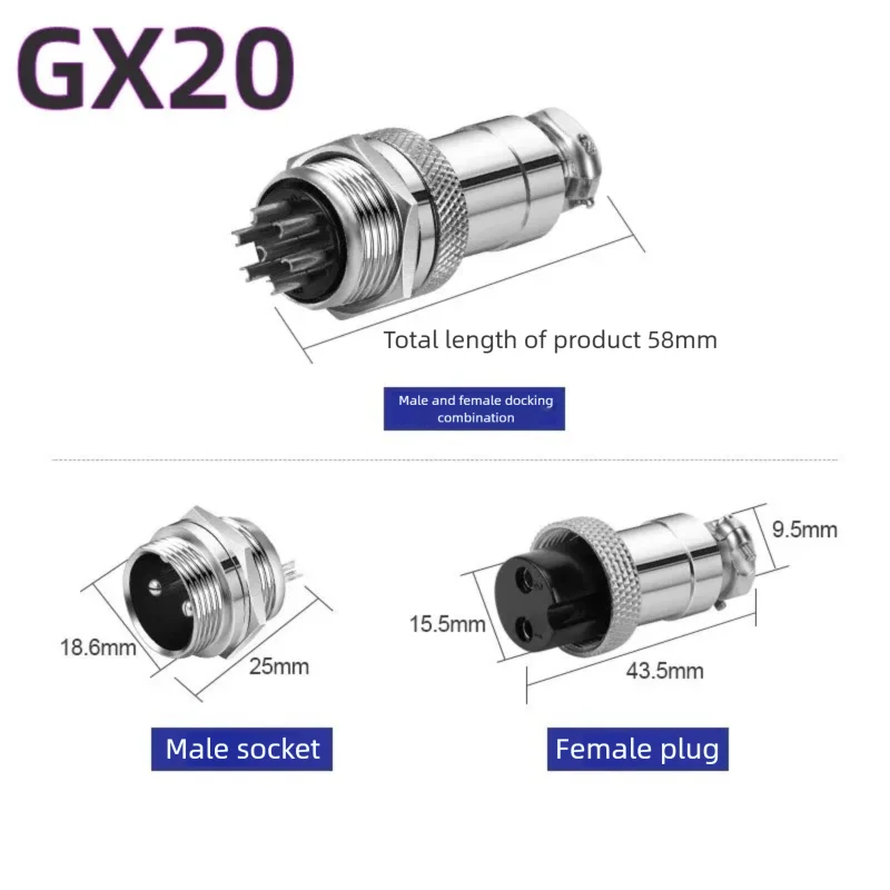 10Set GX12 GX16 GX20 Aviation Connector Female Plug&Male Socket 2 3 4 5 6 7 8 9 10Pin Docking Waterproof Circular Connector 12mm