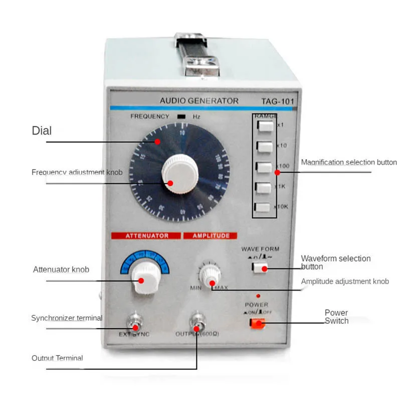 AC 100-240V TAG-101 Low Frequency Audio Signal Generator Signal Source 10Hz-1MHz