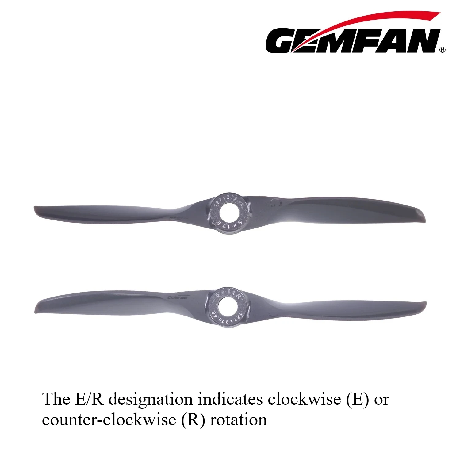 Gemfan Vortex 5x11E/5x11R Glass Fiber Nylon Propellers - 5" High Thrust