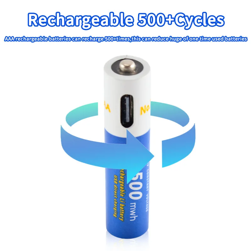 New 1.5v AAA battery Rechargeable lithium battery 1500mWh environment protection USB TYPE-C charging port for direct charging