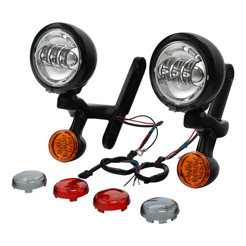 Kierunkowskaz motocykla LED reflektor pomocniczy wspornik obudowy światła przeciwmgielnego dla Harley Electra przemieszczanie się po ulicy FLHX Road King 97-13 — zdjęcie 7