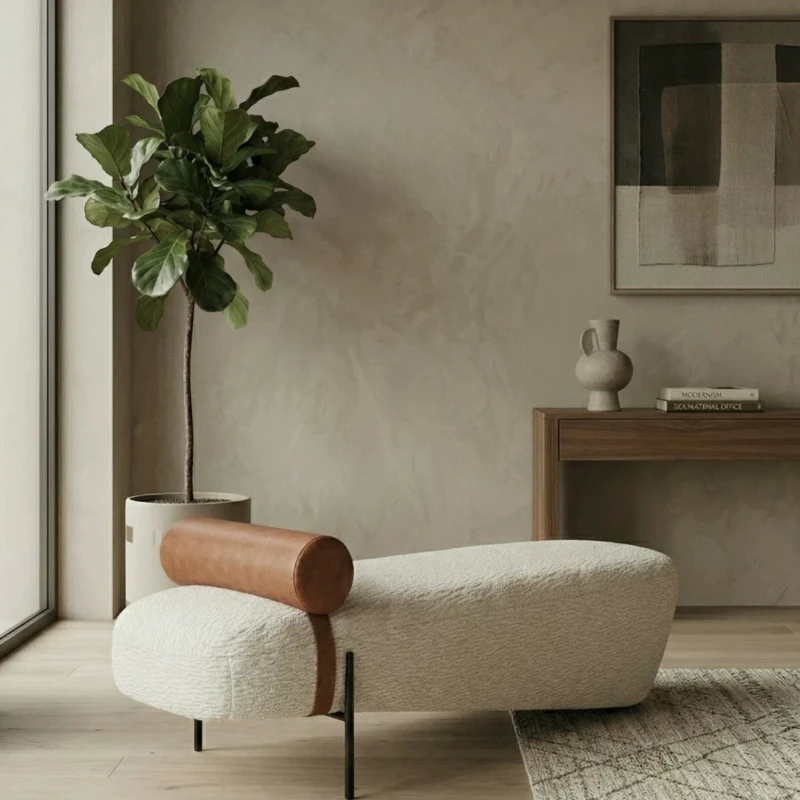 Tabouret blanc japonais avec étagères, pouf, design nordique original, tabouret à chaussures, meuble reposapies pour chambre et salon