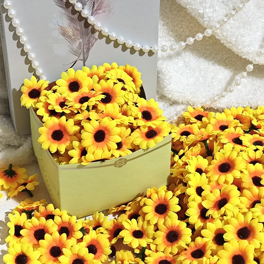 100 Stück künstliche Blumen, Gänseblümchen, künstliche Chrysanthemen, Heimdekoration, Design, Heimdekoration und Hochzeitsdekoration – Detail 2