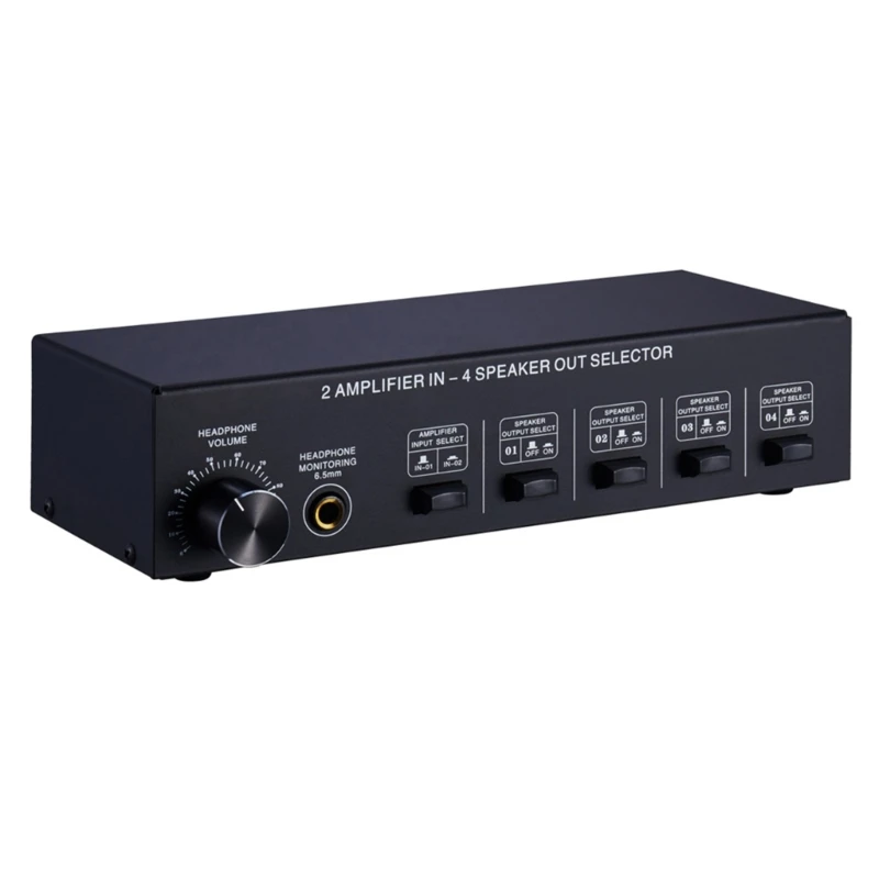 2 Input 4 Output Sound Selector Amplifiers Speaker Switching Box 10Hz-50KHz Sound Switching Distributor Switcher