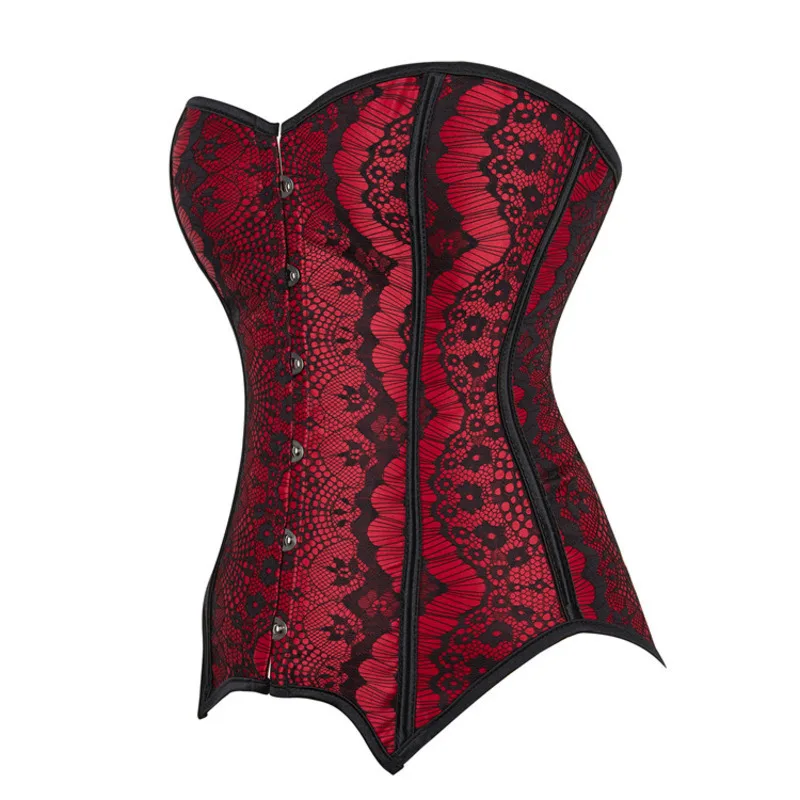 Women's Vintage Flower Print Overbust Corsets, Gothic Lingerie, Floral Lace, Waist Closing, Body Shaping Top, Sexy