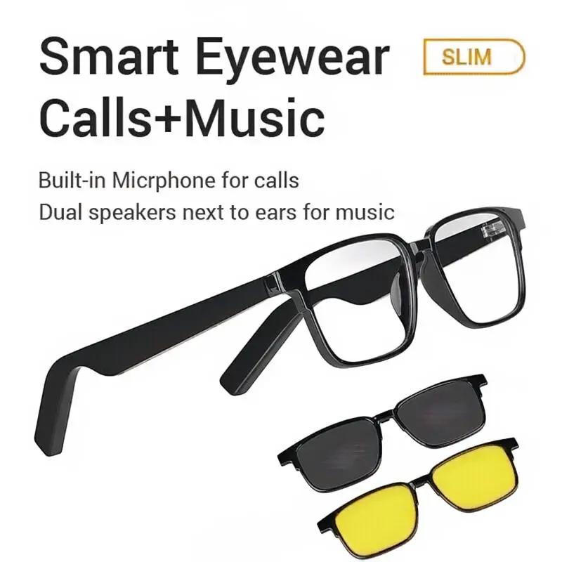 Gafas de audio inteligentes con Bluetooth, audífonos inalámbricos TWS con conducción de aire, anti luz azul, Música Abierta, moda