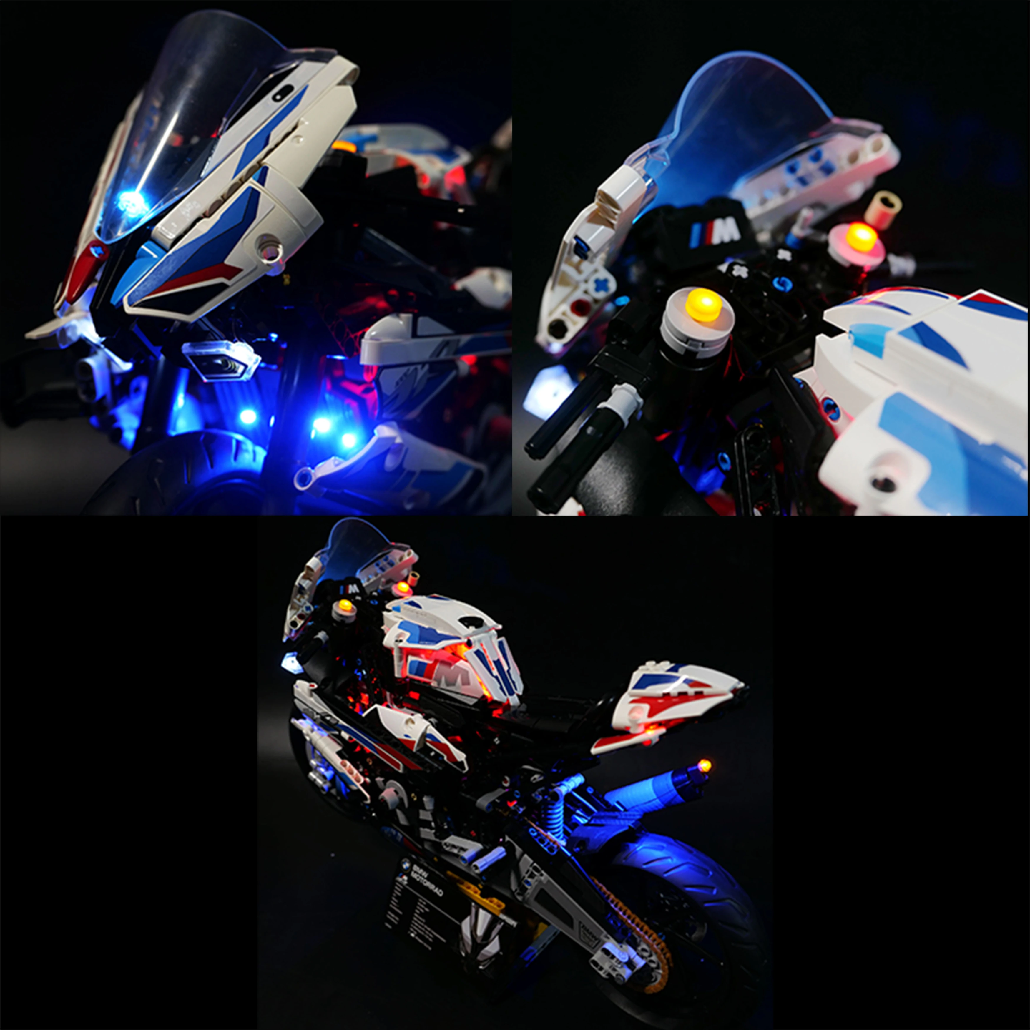 Bloco de construção diy kit de luz led para série mecânica 42130 modelo de moto de corrida, acessórios de iluminação de controle remoto