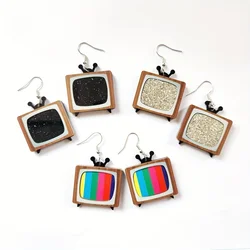Vedawas Y2K acrylic vintage TV earrings,Lovely holiday acrylic ladies accessories simulation funny personality earrings