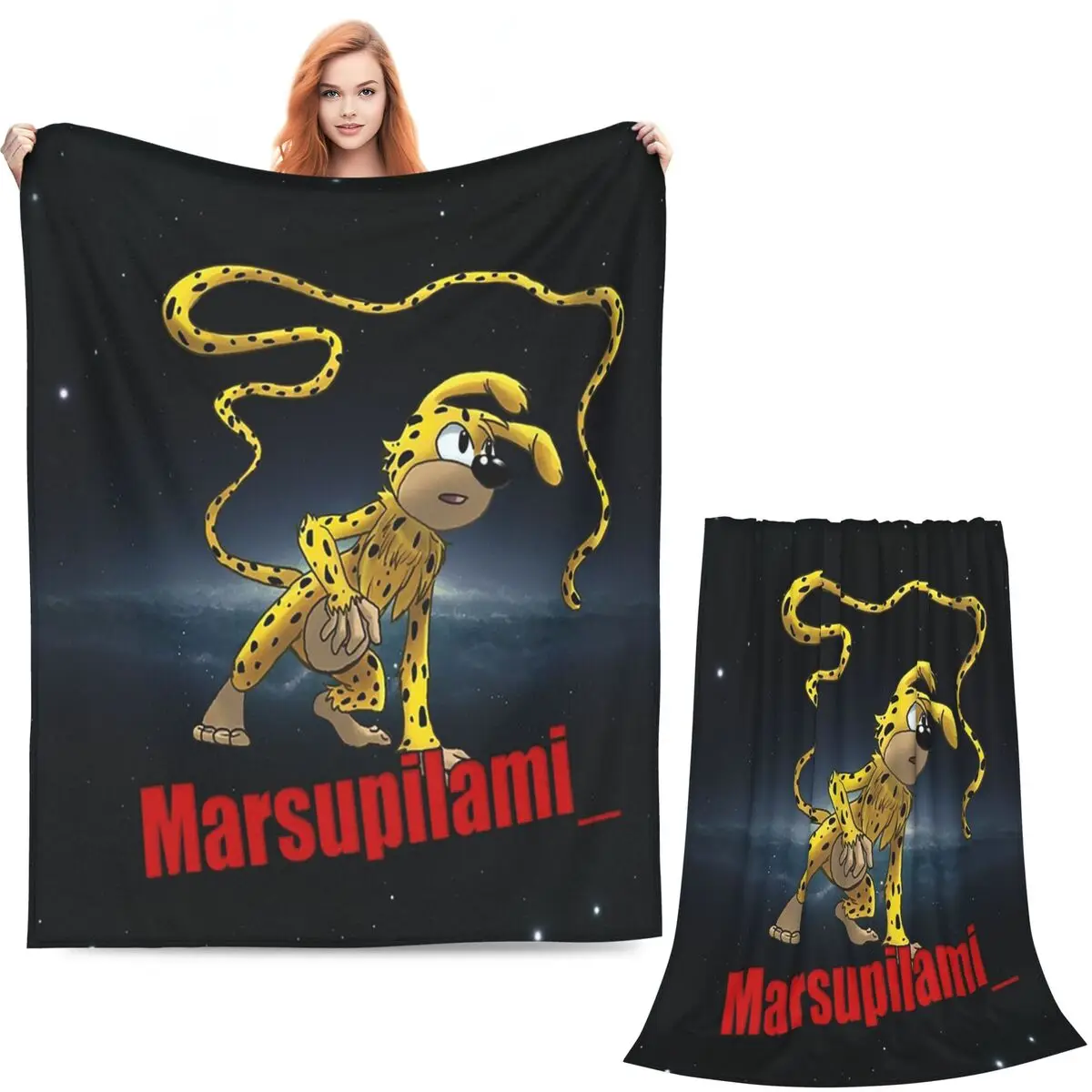 Art - Marsupilami Cartoon Anime Blanket Soft Warm Flannel Throw Blanket Plush for Bed Living room Picnic Travel Home Couch