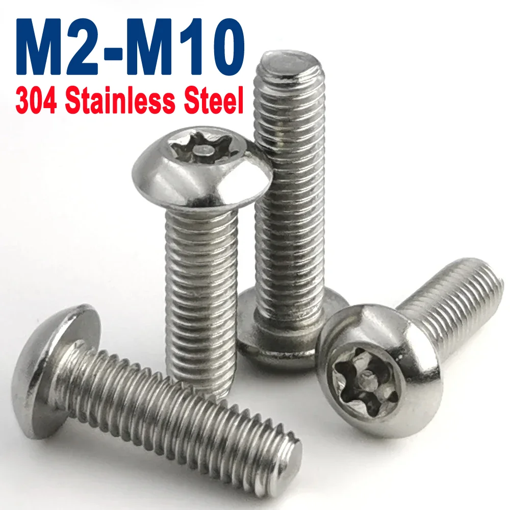 

M2 M2.5 M3 M4 M5 M6 M8 M10 Stainless Steel Button Round Head Six Lobe Torx Tamper Proof Anti Theft Security Bolt Screw with Pin