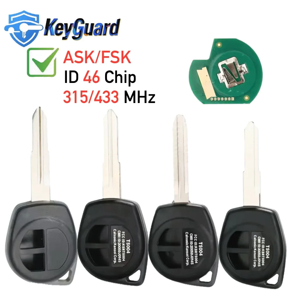 Keyguardr مفتاح بعيد لسوزوكي سويفت SX4 ألتو فيتارا جراند فيتارا إيجنيس جيمي سبلاش فوب 433 ميجا هرتز /315 ميجا هرتز ASK/FSK ID46 رقاقة Ca #1