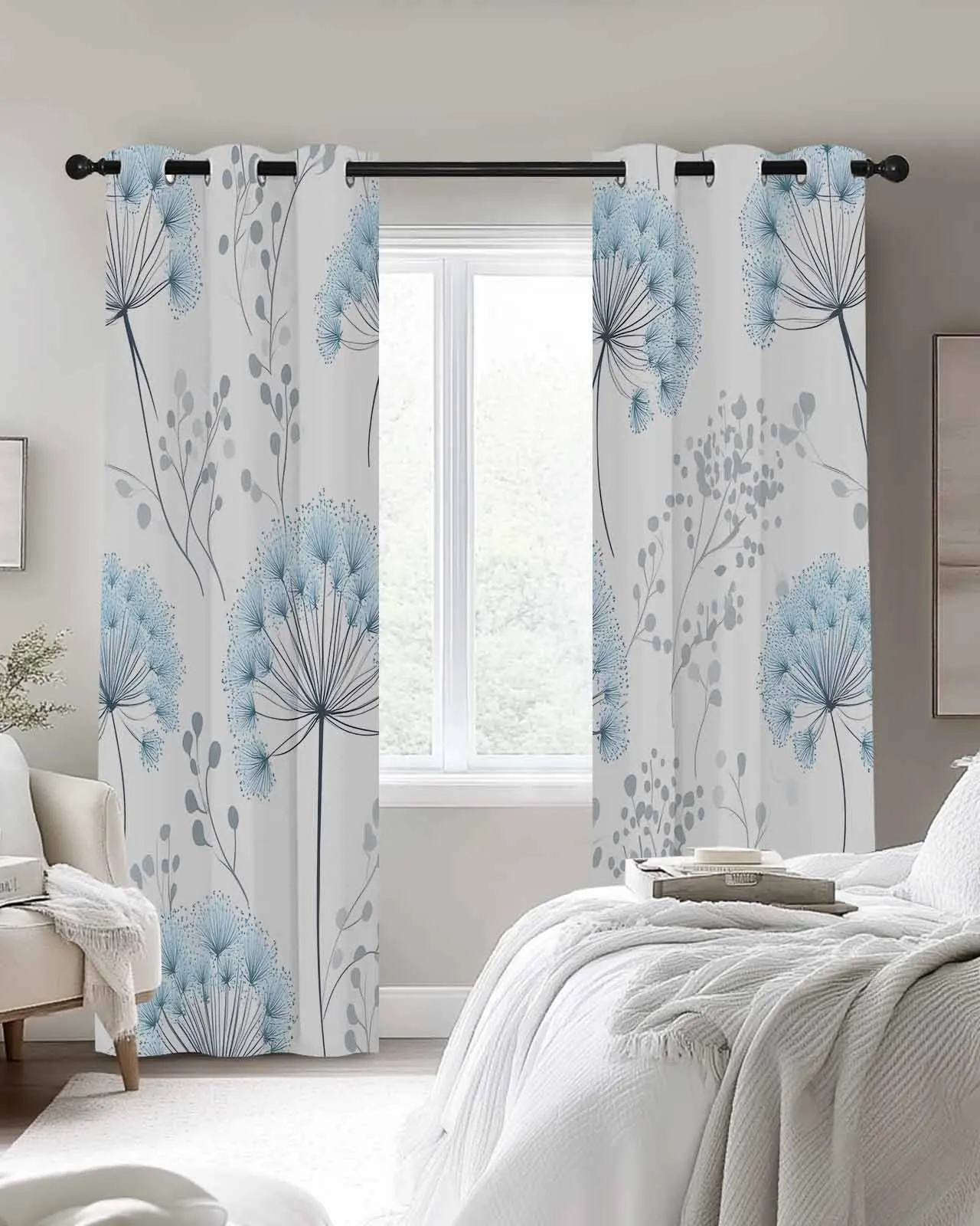 

Country Pastoral Dandelion Plant Print Curtains For Kitchen Bedroom Window Treatment Curtains for Living Room Home Decor Drapes
