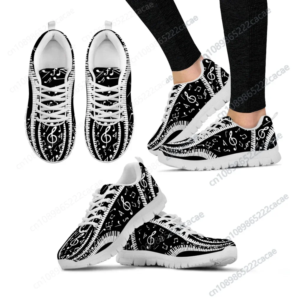 

Autumn Women Flats Shoes Art Style Piano Keyboard Music Note Print Air Mesh Casual Sneakers 2024 Zapators De Mujer